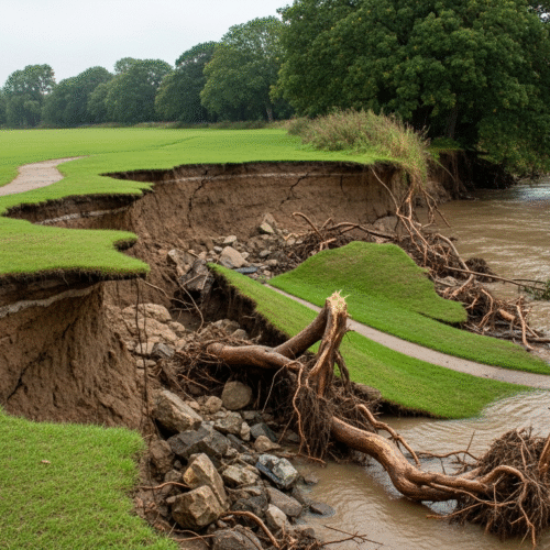 riverbank collapse iford playing fields