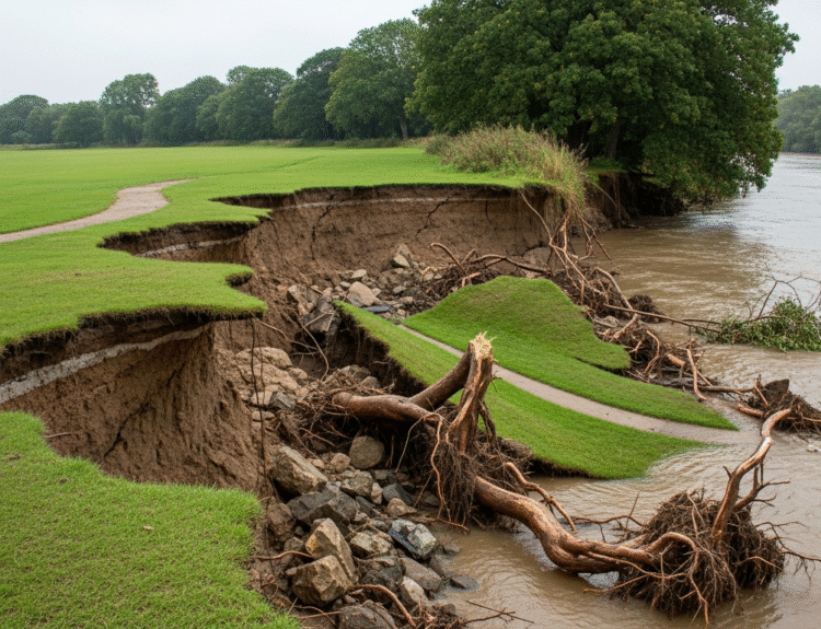 riverbank collapse iford playing fields
