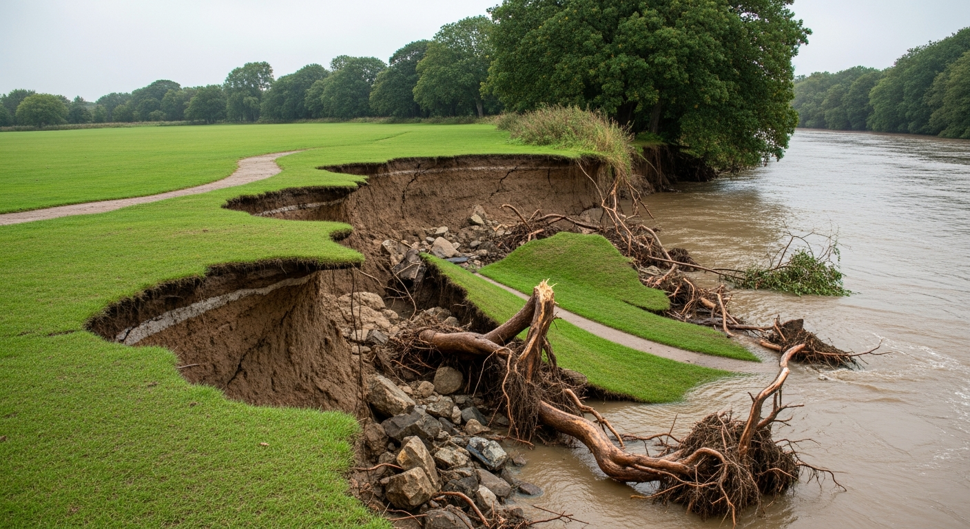 riverbank collapse iford playing fields